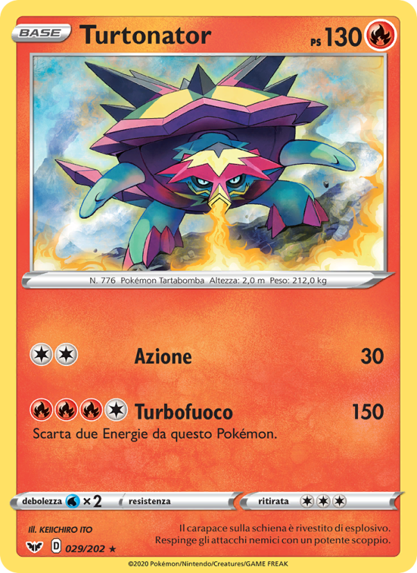 Turtonator 029/216 — Spada e Scudo (Italian Pokémon TCG card)