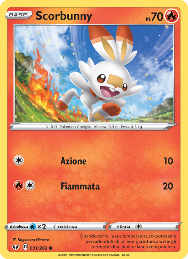 Scorbunny 031/216 — Spada e Scudo (Italian Pokémon TCG card)