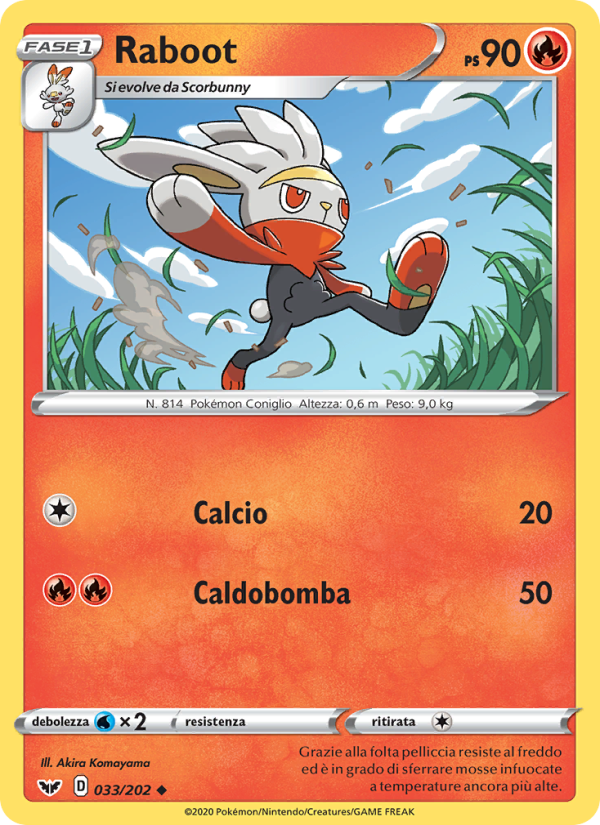 Raboot 033/216 — Spada e Scudo (Italian Pokémon TCG card)
