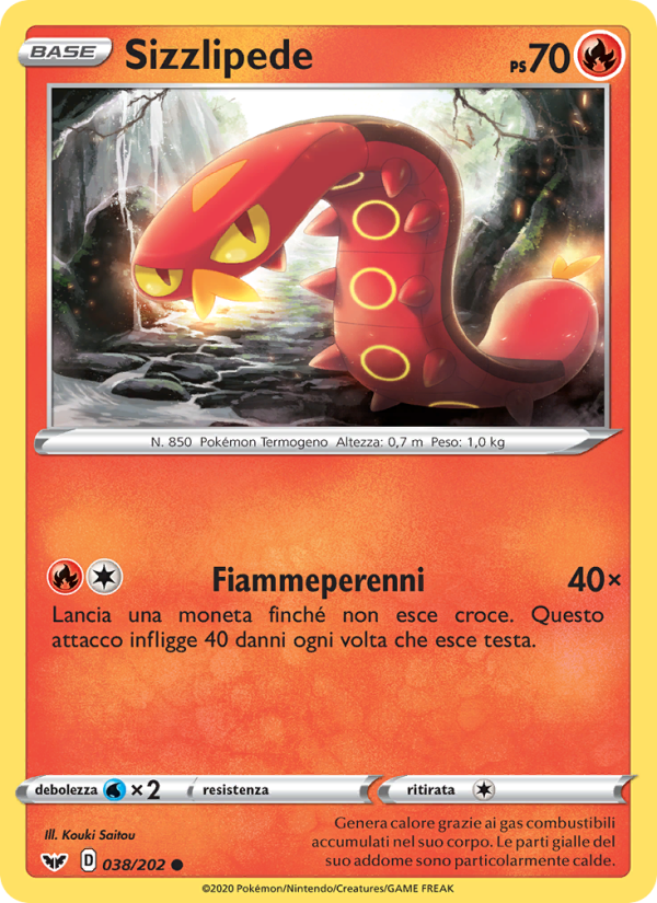 Sizzlipede 038/216 — Spada e Scudo (Italian Pokémon TCG card)
