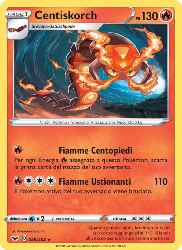 Centiskorch 039/216 — Spada e Scudo (Italian Pokémon TCG card)