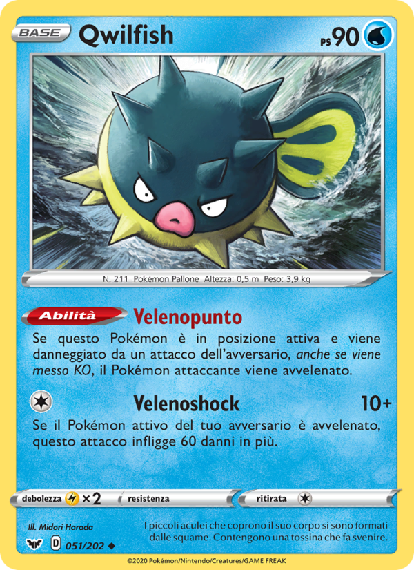 Qwilfish 051/216 — Spada e Scudo (Italian Pokémon TCG card)