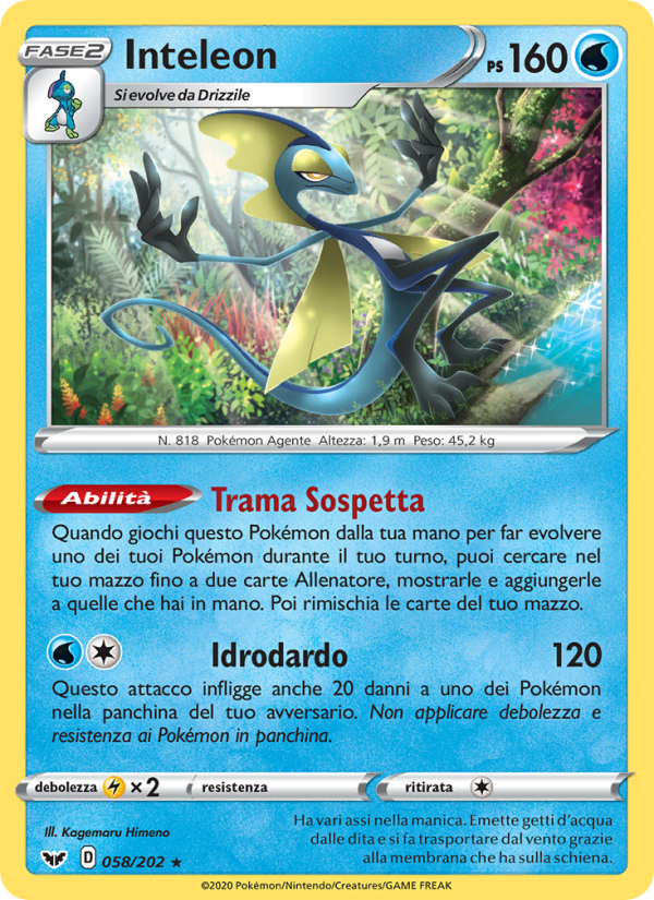 Inteleon 058/216 — Spada e Scudo (Italian Pokémon TCG card)