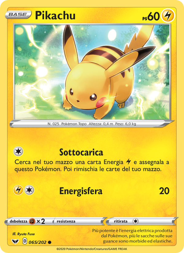 Pikachu 065/216 — Spada e Scudo (Italian Pokémon TCG card)