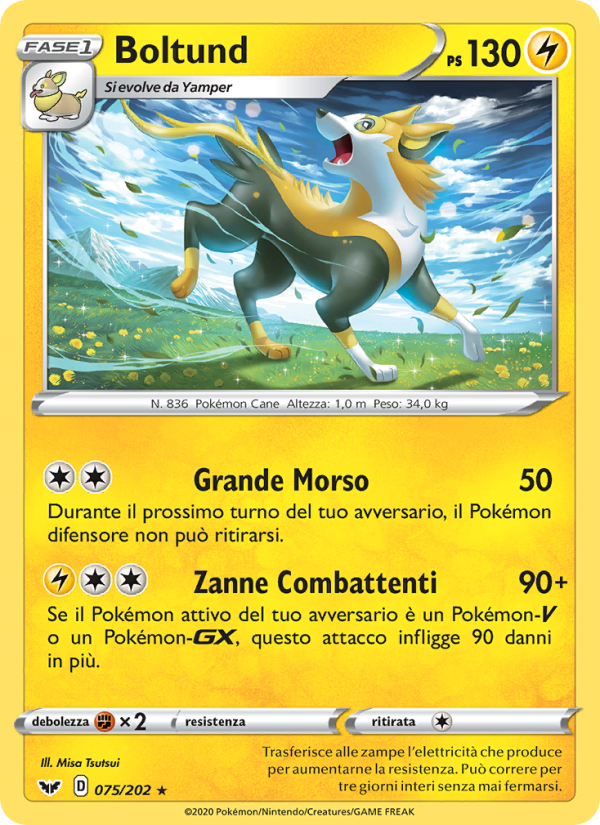 Boltund 075/216 — Spada e Scudo (Italian Pokémon TCG card)