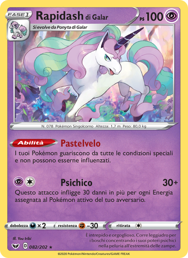 Rapidash di Galar 082/216 — Spada e Scudo (Italian Pokémon TCG card)