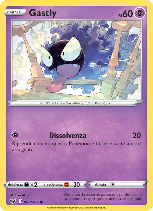 Gastly 083/216 — Spada e Scudo (Italian Pokémon TCG card)