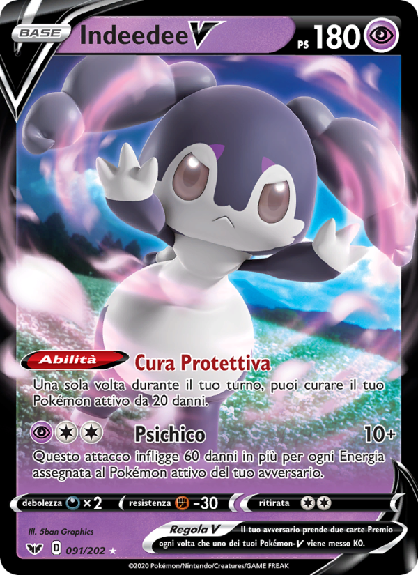 Indeedee V 091/216 — Spada e Scudo (Italian Pokémon TCG card)