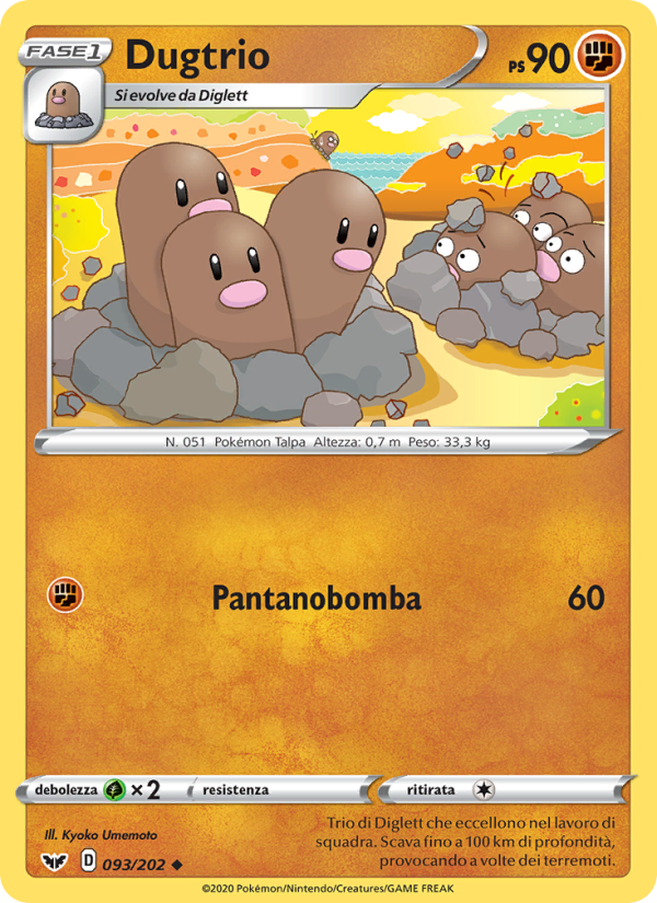 Dugtrio 093/216 — Spada e Scudo (Italian Pokémon TCG card)