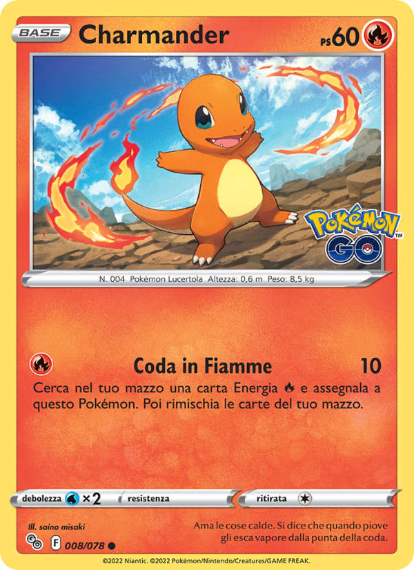 Charmander 008/88 — Pokémon GO (Italian Pokémon TCG card)