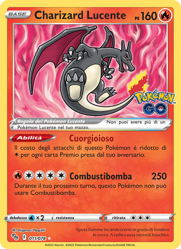 Charizard Lucente 011/88 — Pokémon GO (Italian Pokémon TCG card)