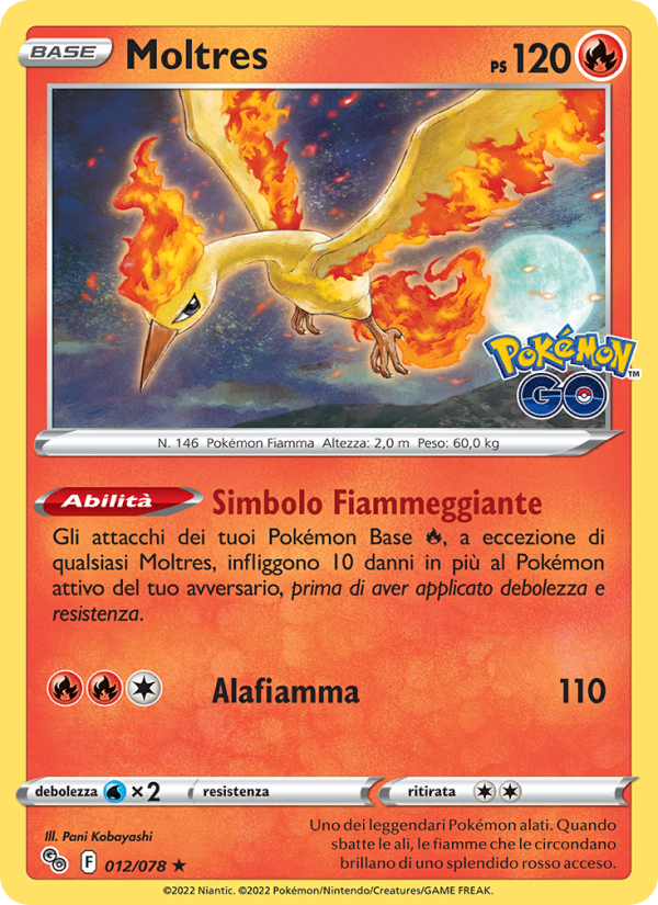 Moltres 012/88 — Pokémon GO (Italian Pokémon TCG card)