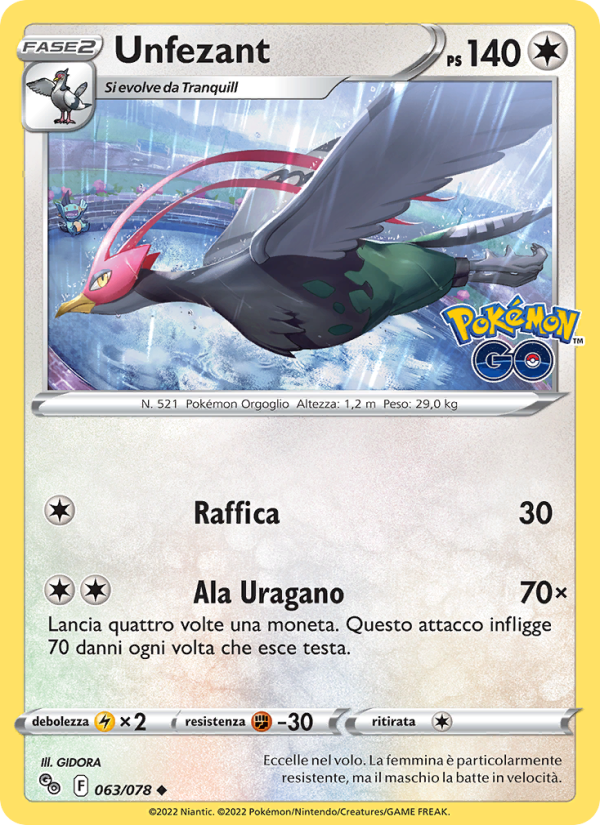 Unfezant 063/88 — Pokémon GO (Italian Pokémon TCG card)