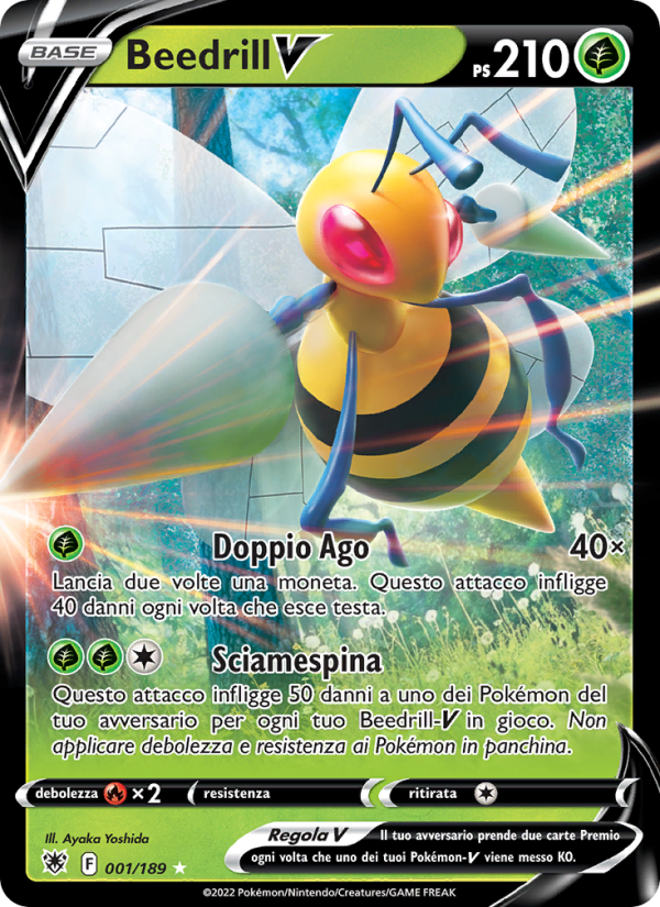Beedrill V 001/246 — Lucentezza Siderale (Italian Pokémon TCG card)