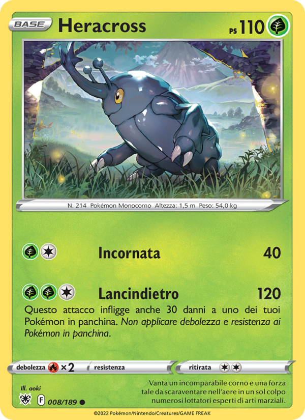 Heracross 008/246 — Lucentezza Siderale (Italian Pokémon TCG card)