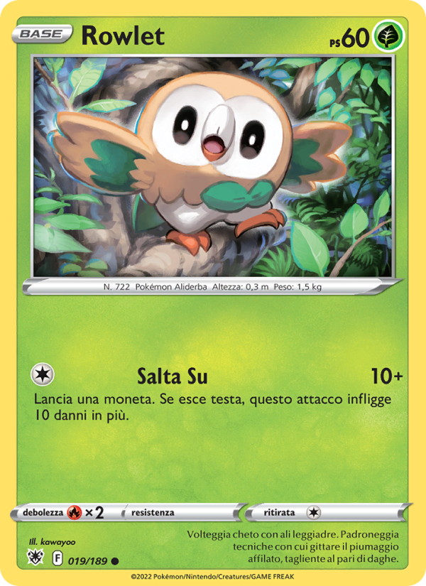 Rowlet 019/246 — Lucentezza Siderale (Italian Pokémon TCG card)