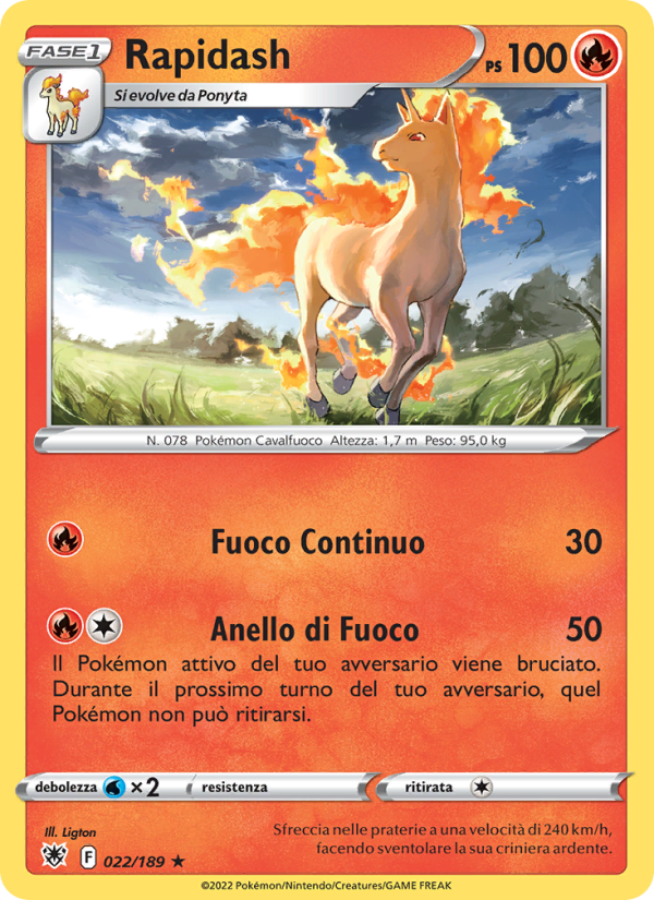 Rapidash 022/246 — Lucentezza Siderale (Italian Pokémon TCG card)