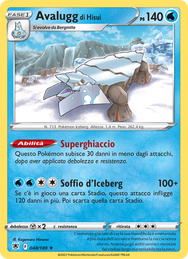 Avalugg di Hisui 048/246 — Lucentezza Siderale (Italian Pokémon TCG card)