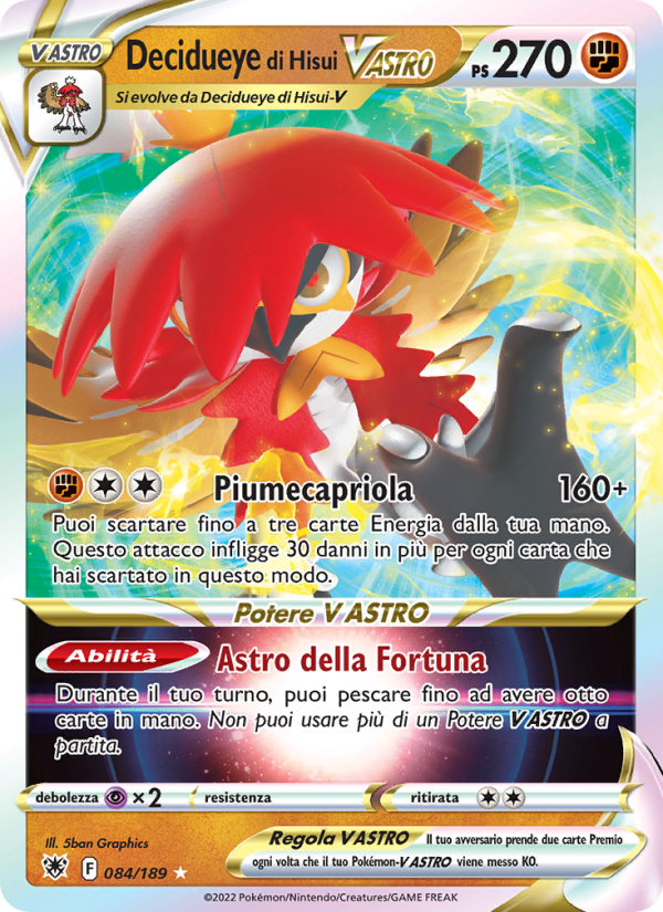 Decidueye di Hisui V ASTRO 084/246 — Lucentezza Siderale (Italian Pokémon TCG card)