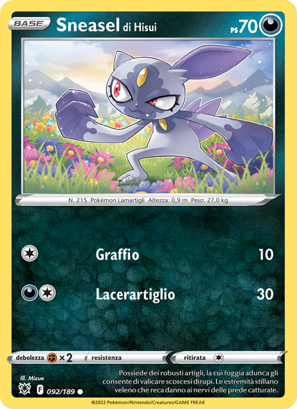 Sneasel di Hisui 092/246 — Lucentezza Siderale (Italian Pokémon TCG card)