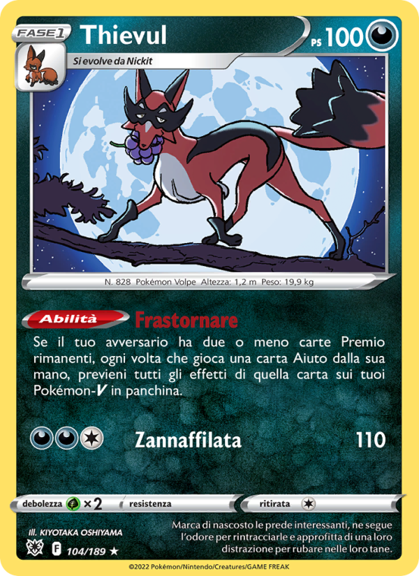 Thievul 104/246 — Lucentezza Siderale (Italian Pokémon TCG card)