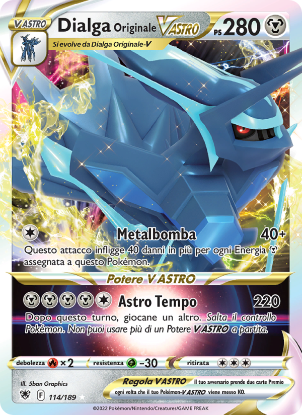 Dialga Originale V ASTRO 114/246 — Lucentezza Siderale (Italian Pokémon TCG card)