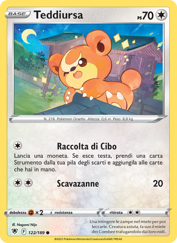 Teddiursa 122/246 — Lucentezza Siderale (Italian Pokémon TCG card)