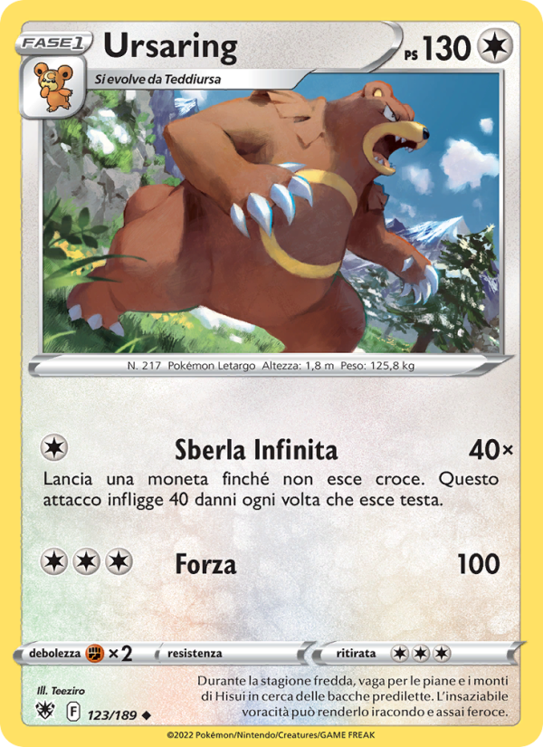 Ursaring 123/246 — Lucentezza Siderale (Italian Pokémon TCG card)