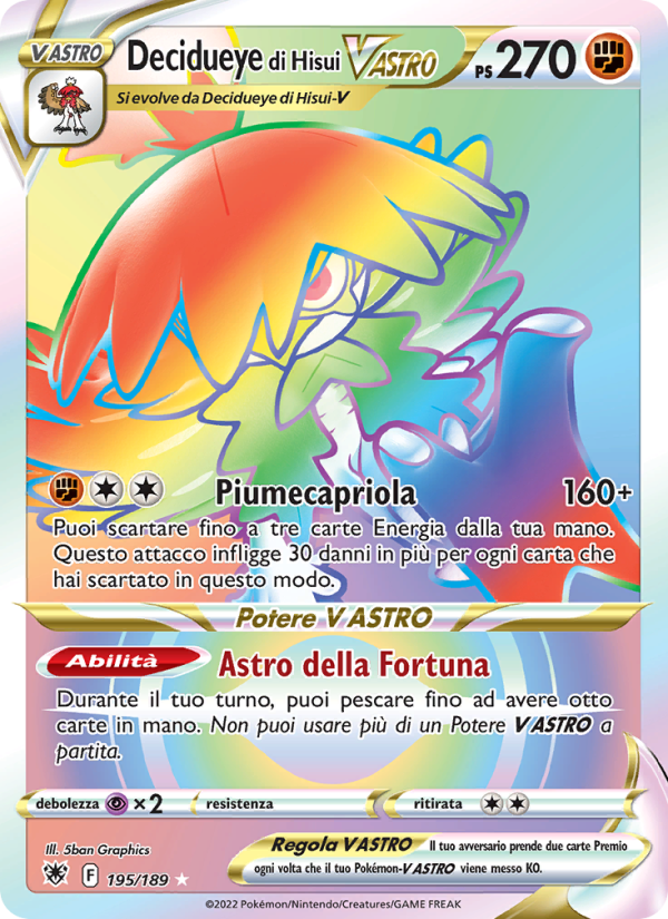 Decidueye di Hisui V ASTRO 195/246 — Lucentezza Siderale (Italian Pokémon TCG card)