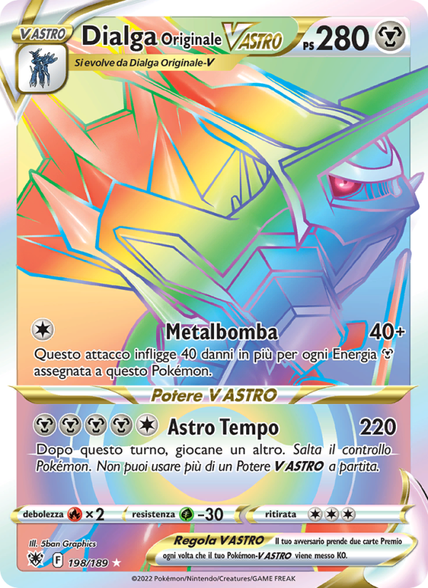 Dialga Originale V ASTRO 198/246 — Lucentezza Siderale (Italian Pokémon TCG card)