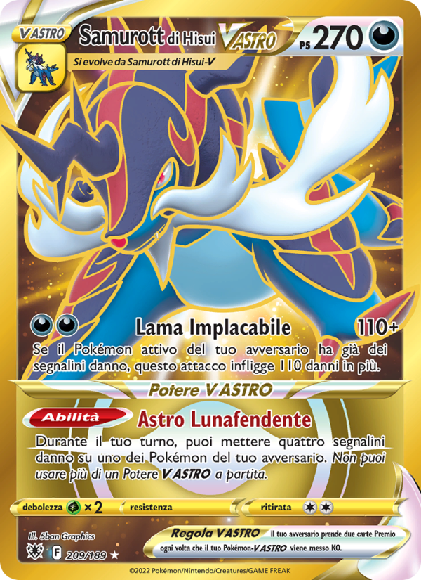 Samurott di Hisui V ASTRO 209/246 — Lucentezza Siderale (Italian Pokémon TCG card)