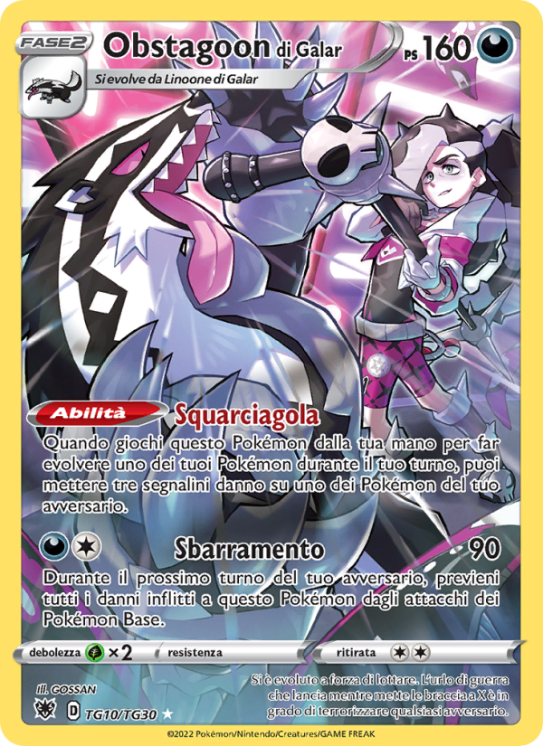 Obstagoon di Galar TG10 — Lucentezza Siderale (Italian Pokémon TCG card)