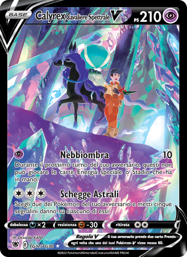 Calyrex Cavaliere Spettrale V TG17 — Lucentezza Siderale (Italian Pokémon TCG card)