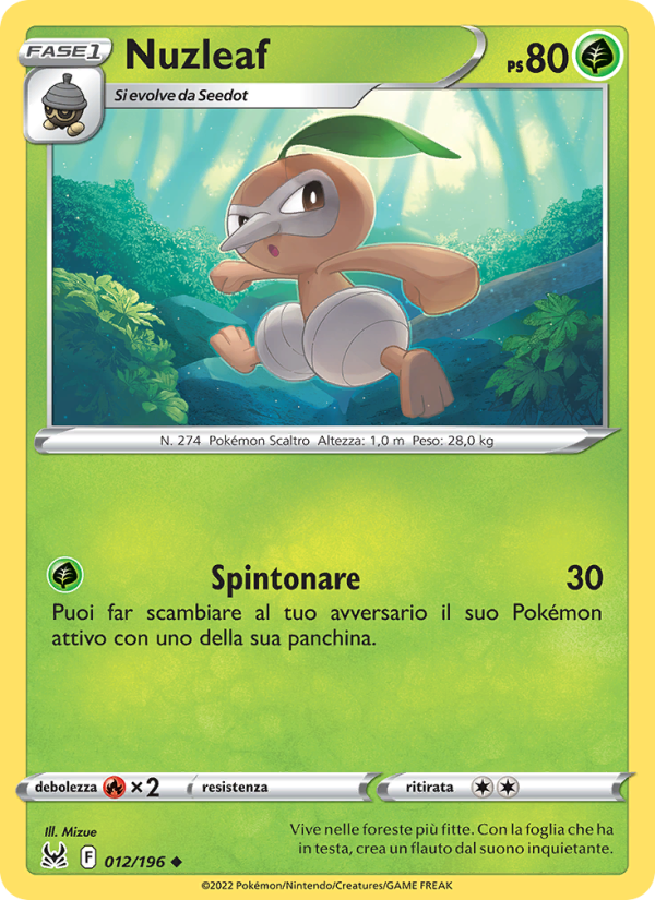 Nuzleaf 012/247 — Origine Perduta (Italian Pokémon TCG card)