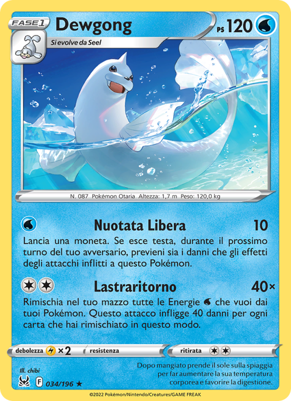 Dewgong 034/247 — Origine Perduta (Italian Pokémon TCG card)