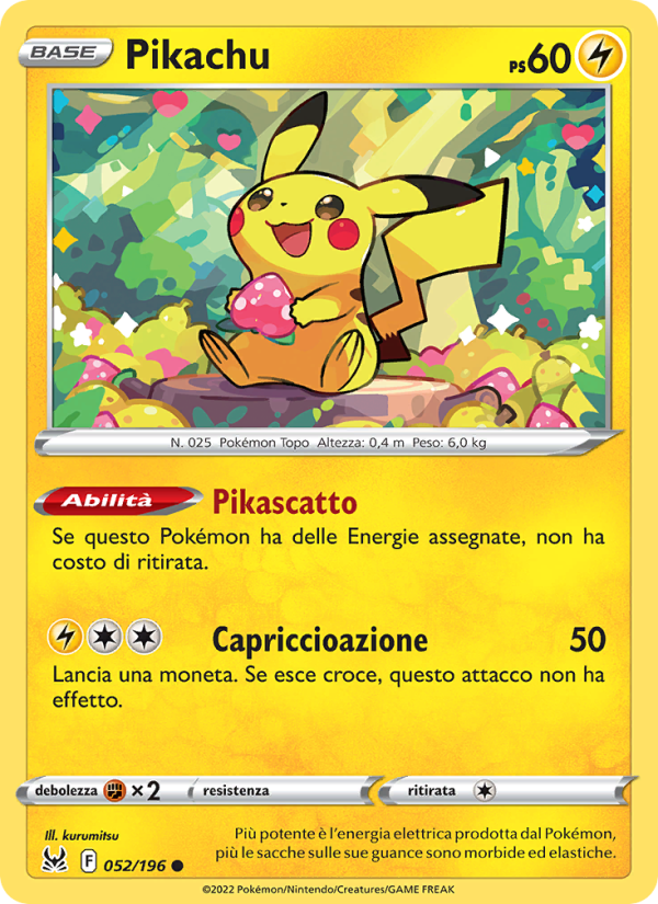 Pikachu 052/247 — Origine Perduta (Italian Pokémon TCG card)