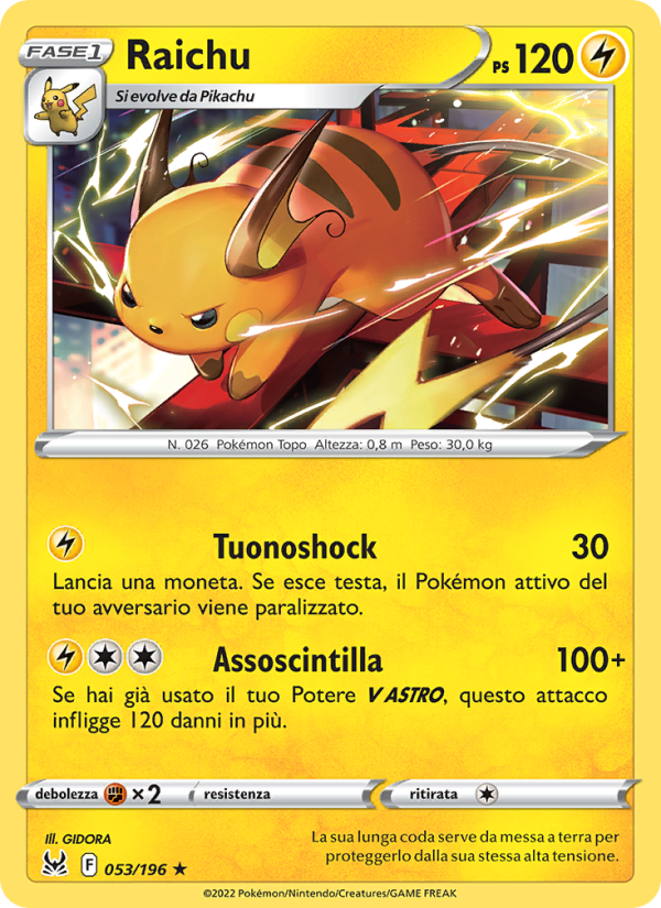 Raichu 053/247 — Origine Perduta (Italian Pokémon TCG card)