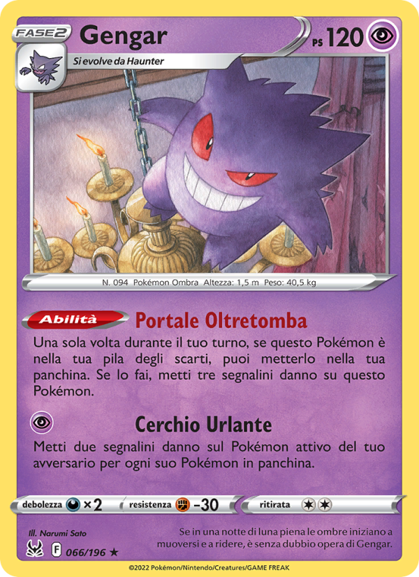 Gengar 066/247 — Origine Perduta (Italian Pokémon TCG card)