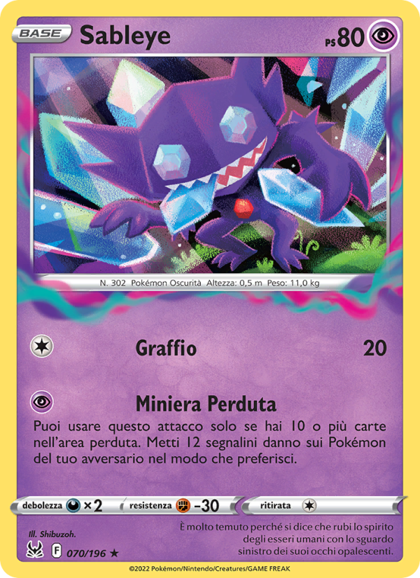 Sableye 070/247 — Origine Perduta (Italian Pokémon TCG card)