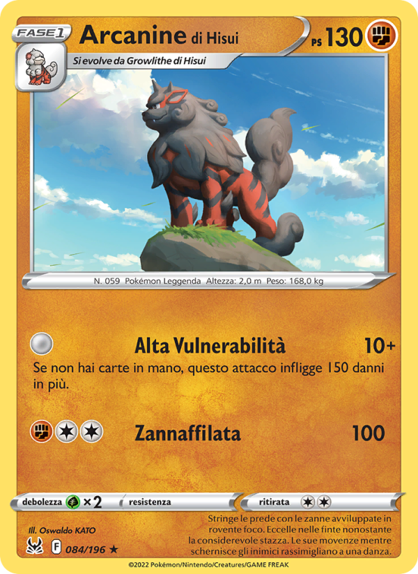 Arcanine di Hisui 084/247 — Origine Perduta (Italian Pokémon TCG card)