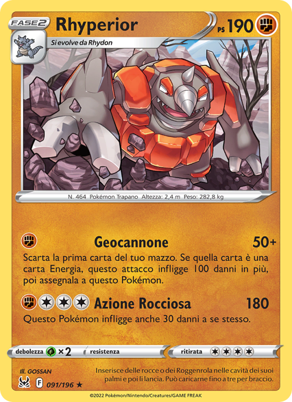 Rhyperior 091/247 — Origine Perduta (Italian Pokémon TCG card)