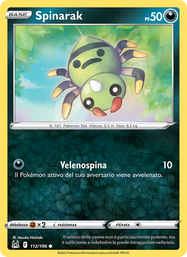 Spinarak 112/247 — Origine Perduta (Italian Pokémon TCG card)