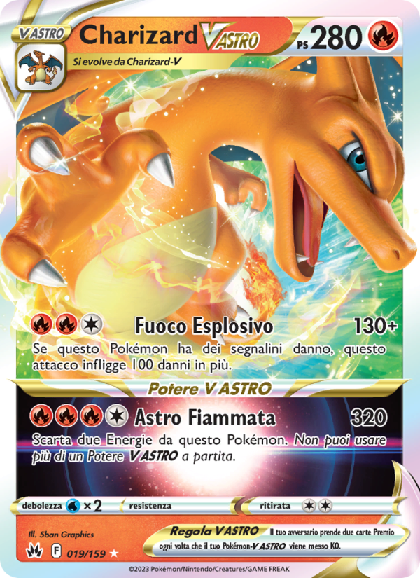 Charizard V ASTRO 019/230 — Crown Zenith (Italian Pokémon TCG card)