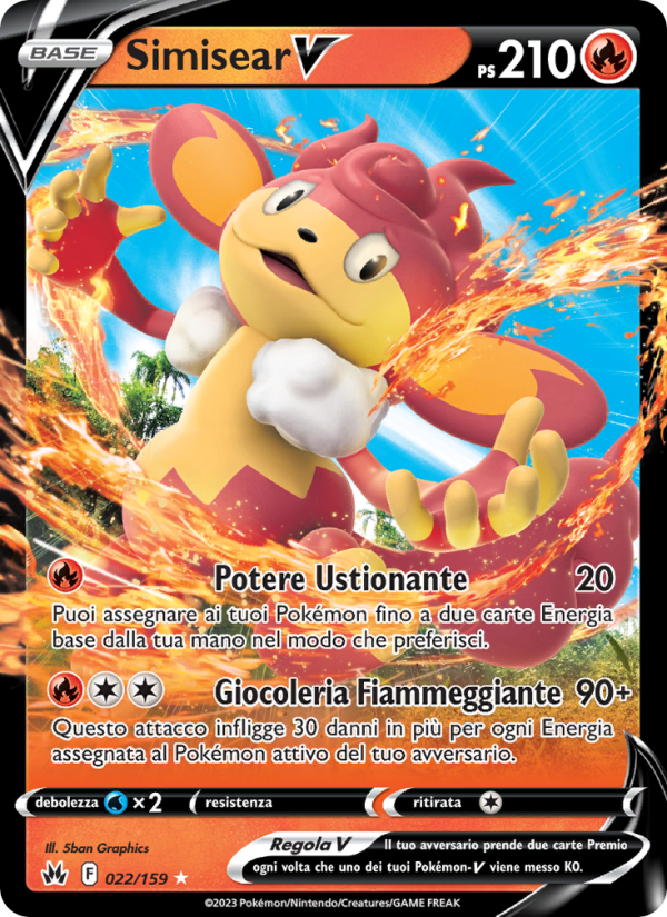 Simisear V 022/230 — Crown Zenith (Italian Pokémon TCG card)