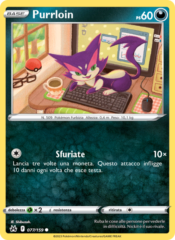 Purrloin 077/230 — Zenit Regale (Italian Pokémon TCG card)