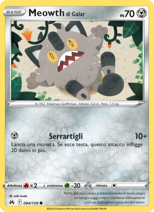 Meowth di Galar 084/230 — Zenit Regale (Italian Pokémon TCG card)
