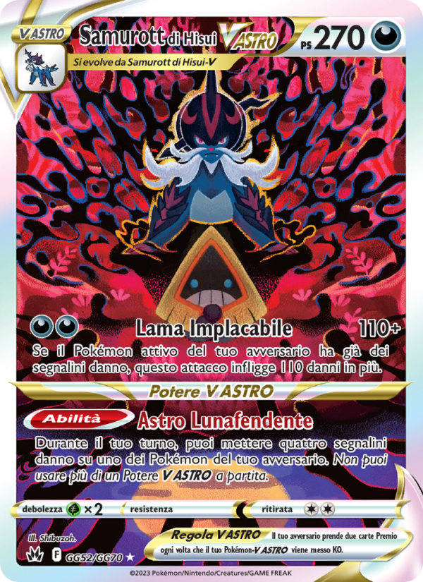 Samurott di Hisui V ASTRO GG52 — Crown Zenith (Italian Pokémon TCG card)