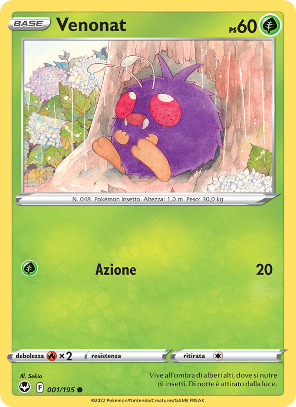 Venonat 001/245 — Tempesta Argentata (Italian Pokémon TCG card)