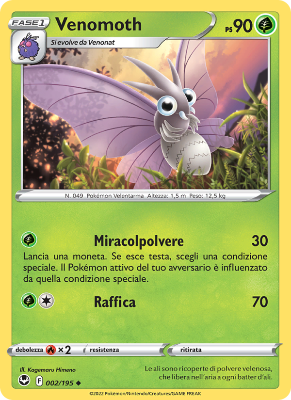 Venomoth 002/245 — Tempesta Argentata (Italian Pokémon TCG card)