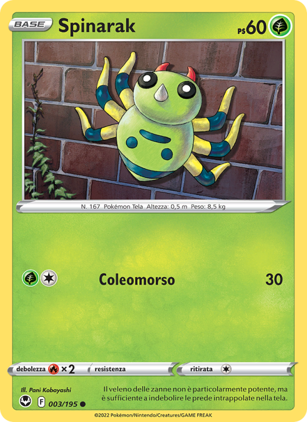 Spinarak 003/245 — Tempesta Argentata (Italian Pokémon TCG card)
